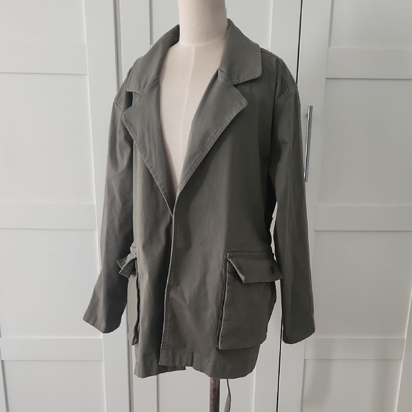 Lucky Brand Olive Green ladies short trench Jacket Size Large - Picture 1 of 6